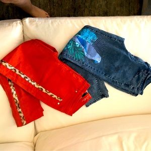 Set of two Diane Gilman embellished jeans